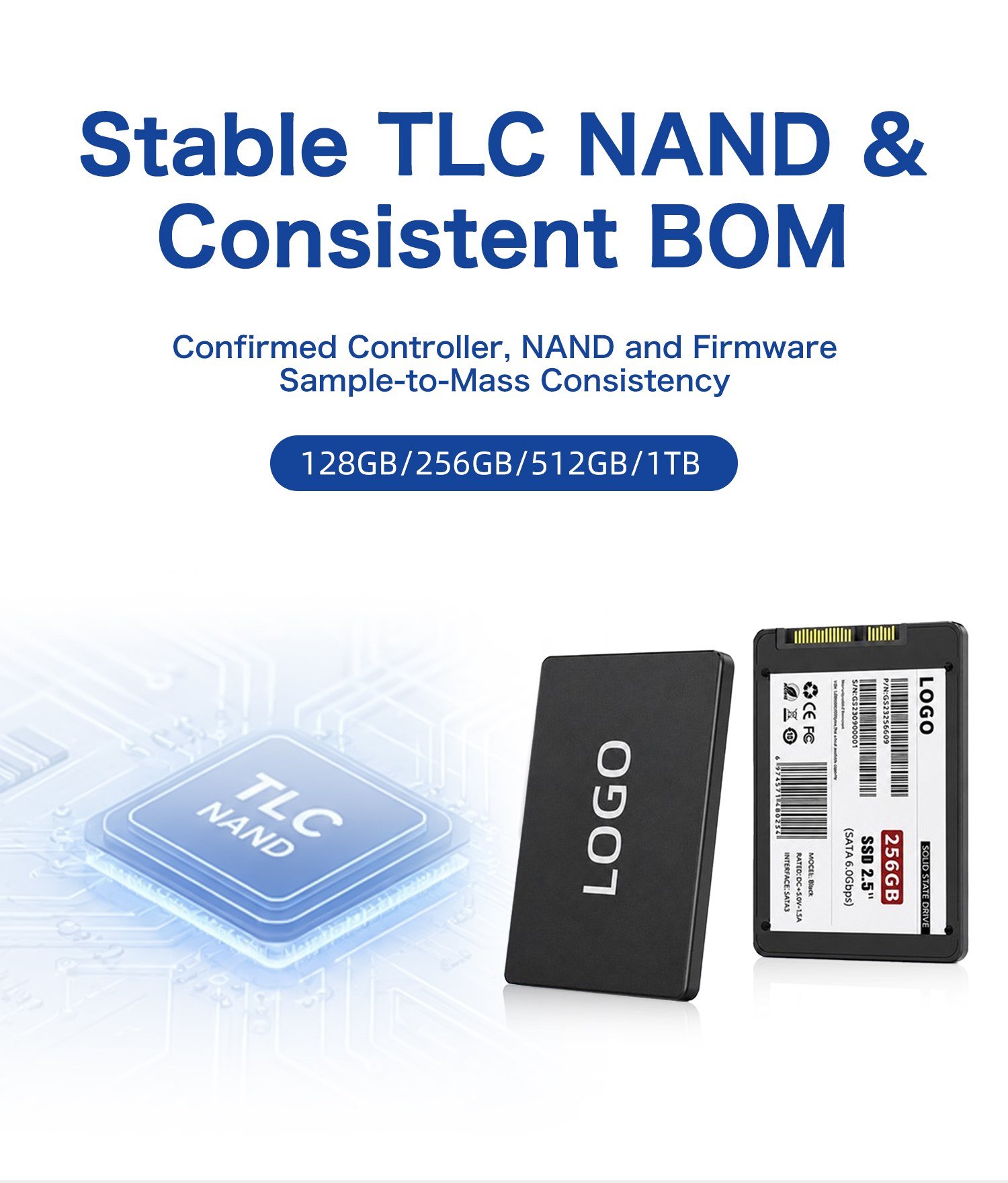 TLC NAND SATA SSD with consistent controller and firmware